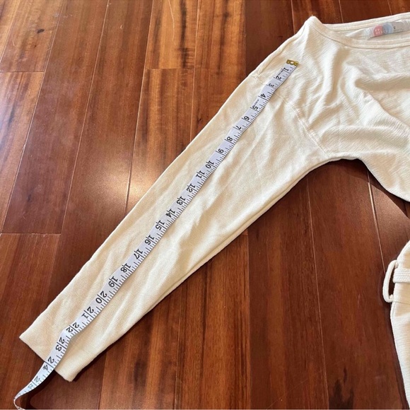 Free People FP Beach Cream Sweatshirt Lounge Dress Ribbed Drawstring Size XS - Picture 7 of 10